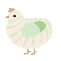 A cream and gluppy chicken with a bar pattern