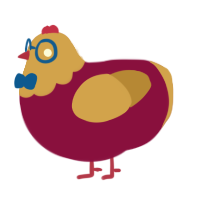 A maroon and gold chicken with a head pattern