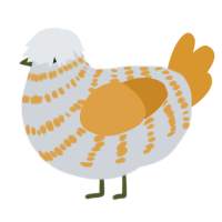 A mist and orange chicken with a bar pattern