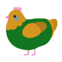 A leaf and ochre chicken with a head pattern