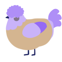 A beige and lilac chicken with a head pattern