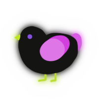 A black and orchid chicken