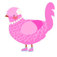 A pink chicken with a lace pattern