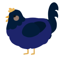 A navy and tumblr chicken with a head pattern