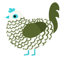 River Moss, a white and olive chicken with a lace pattern