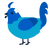 A cerulean and ultramarine chicken with a head pattern