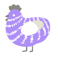 A lilac and white chicken with a bar pattern