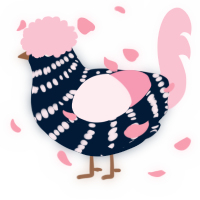 A tumblr and rose chicken with a bar pattern