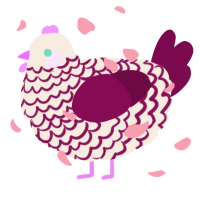 A cream and wine chicken with a lace pattern