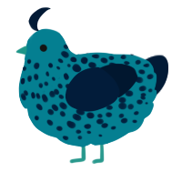 A sea and tumblr chicken with a speckle pattern