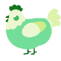 A spring and apple chicken with a head pattern