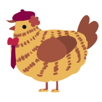 A honey and russet chicken with a bar pattern