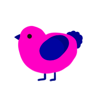 A fuchsia and navy chicken