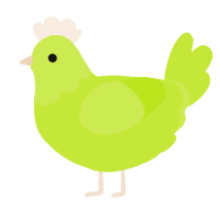 A lime chicken with a head pattern