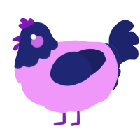 A lavender and navy chicken with a head pattern