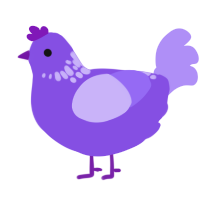 A blurple and lilac chicken with a neck-speckle pattern