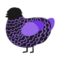 A sable and blurple chicken with a lace pattern