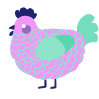 A lavender and mint chicken with a lace pattern