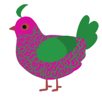 Neon Dragonfruit, a fuchsia and viridian chicken with a double-lace pattern