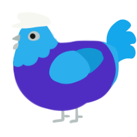 A indigo and sky chicken with a head pattern