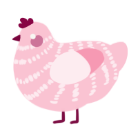 A rose chicken with a bar pattern