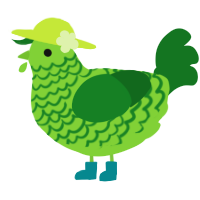 A grass and leaf chicken with a lace pattern