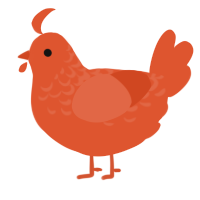 A vermilion chicken with a half-lace pattern