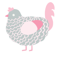 A silver and rose chicken with a lace pattern