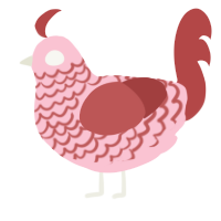 A rose and red chicken with a lace pattern