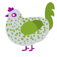 (unnamed), a mist and chartreuse chicken with a speckle pattern