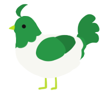 A white and viridian chicken with a head pattern