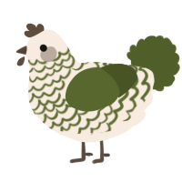 A cream and olive chicken with a lace pattern