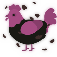 A black and plum chicken with a head pattern