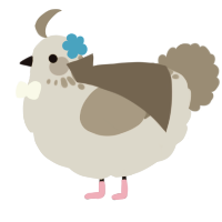 A mist and ash chicken with a neck-speckle pattern