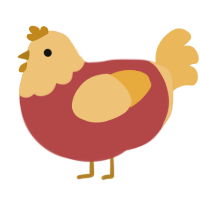 A red and honey chicken with a head pattern