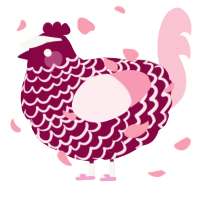 A maroon and rose chicken with a lace pattern