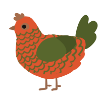 A vermilion and olive chicken with a lace pattern