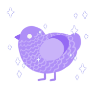 A lilac chicken with a lace pattern