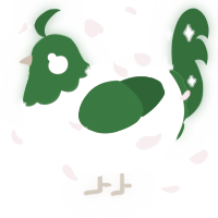 A cream and leaf chicken with a head pattern