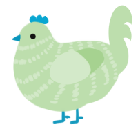 A gluppy chicken with a bar pattern