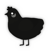 A black chicken with a head pattern