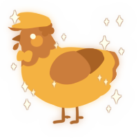 A gold and brown chicken with a head pattern
