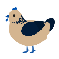 A beige and tumblr chicken with a neck-speckle pattern