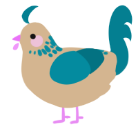A beige and sea chicken with a neck-speckle pattern