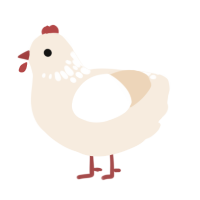 A cream chicken with a neck-speckle pattern