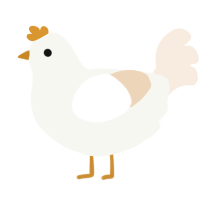 A white and cream chicken
