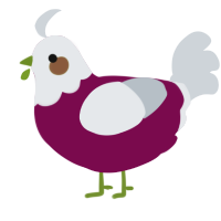 A wine and mist chicken with a head pattern