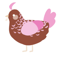 A russet and pink chicken with a half-lace pattern