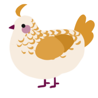 A cream and orange chicken with a half-lace pattern