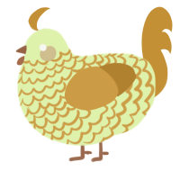 A apple and gold chicken with a lace pattern